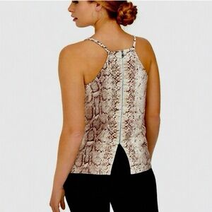NWT BAR III Snakeskin Print Tank Top Sleeveless Blouse Back Zipper Closure